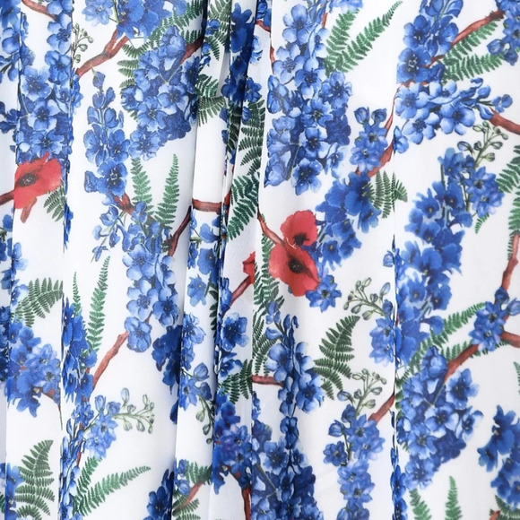 {eShakti} Pleat Bib Floral Print Georgette Maxi Dress - Size XS (2) - Picture 5 of 17